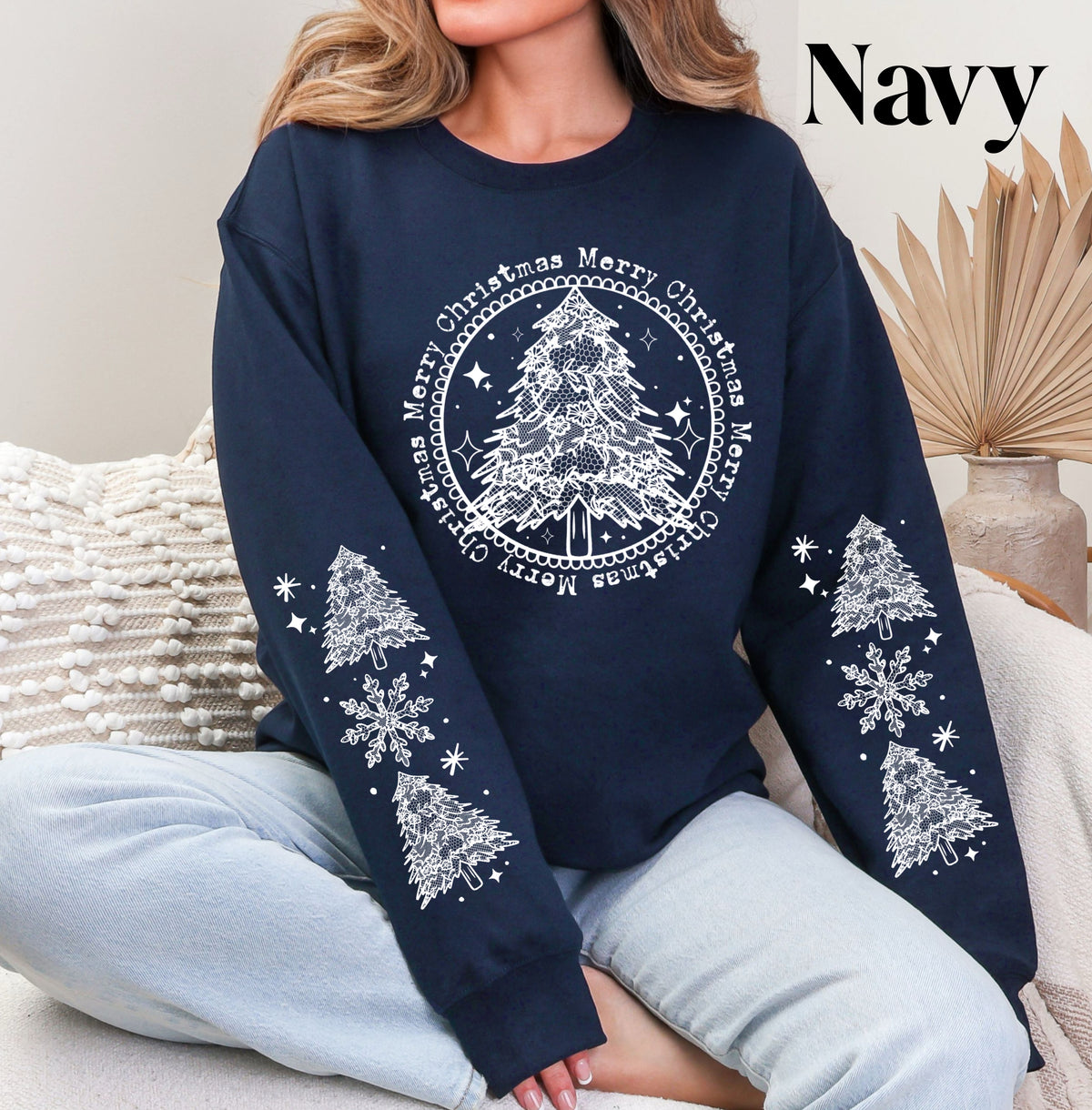 Merry Christmas Lace Tree Sweatshirt