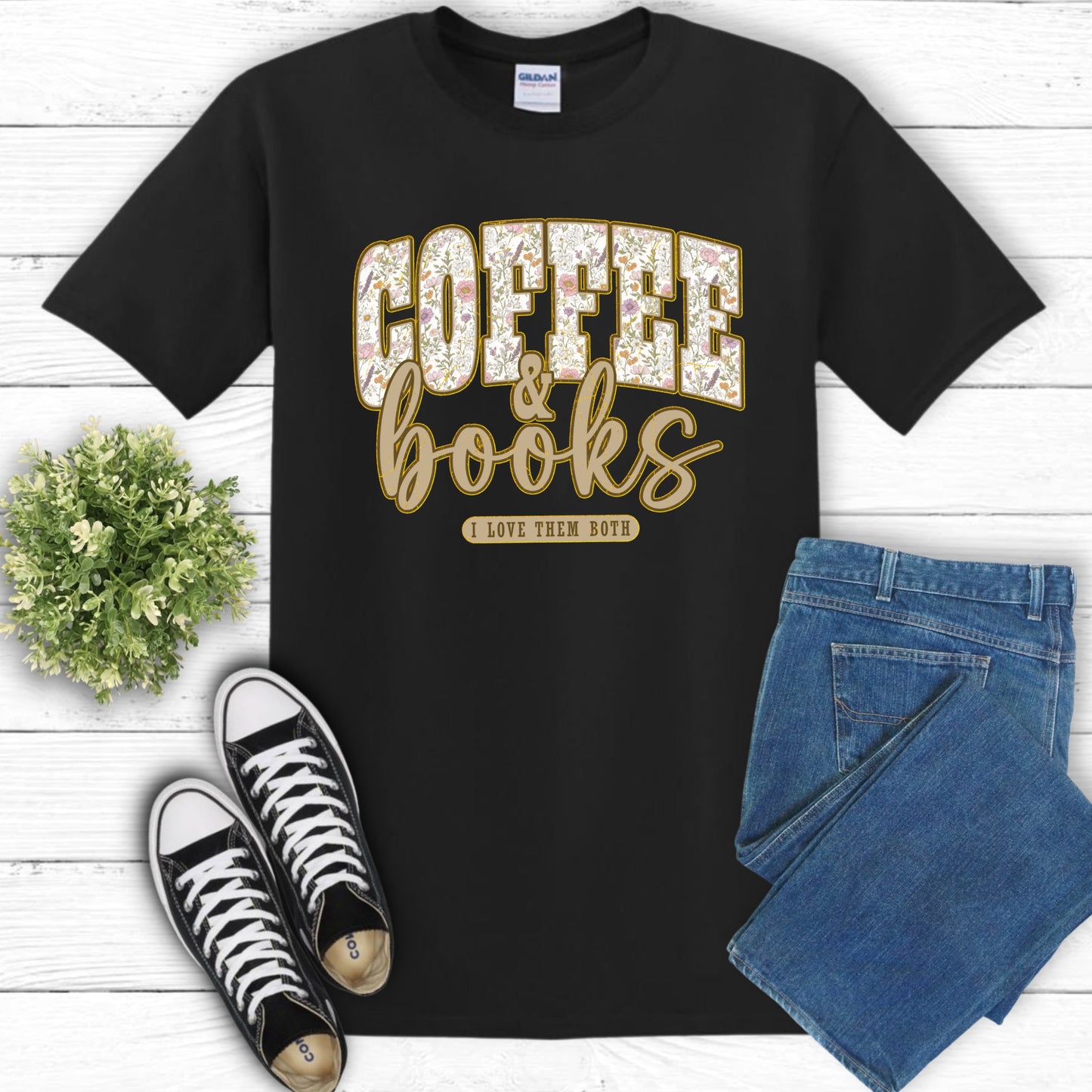 Floral Coffee and Books Shirt
