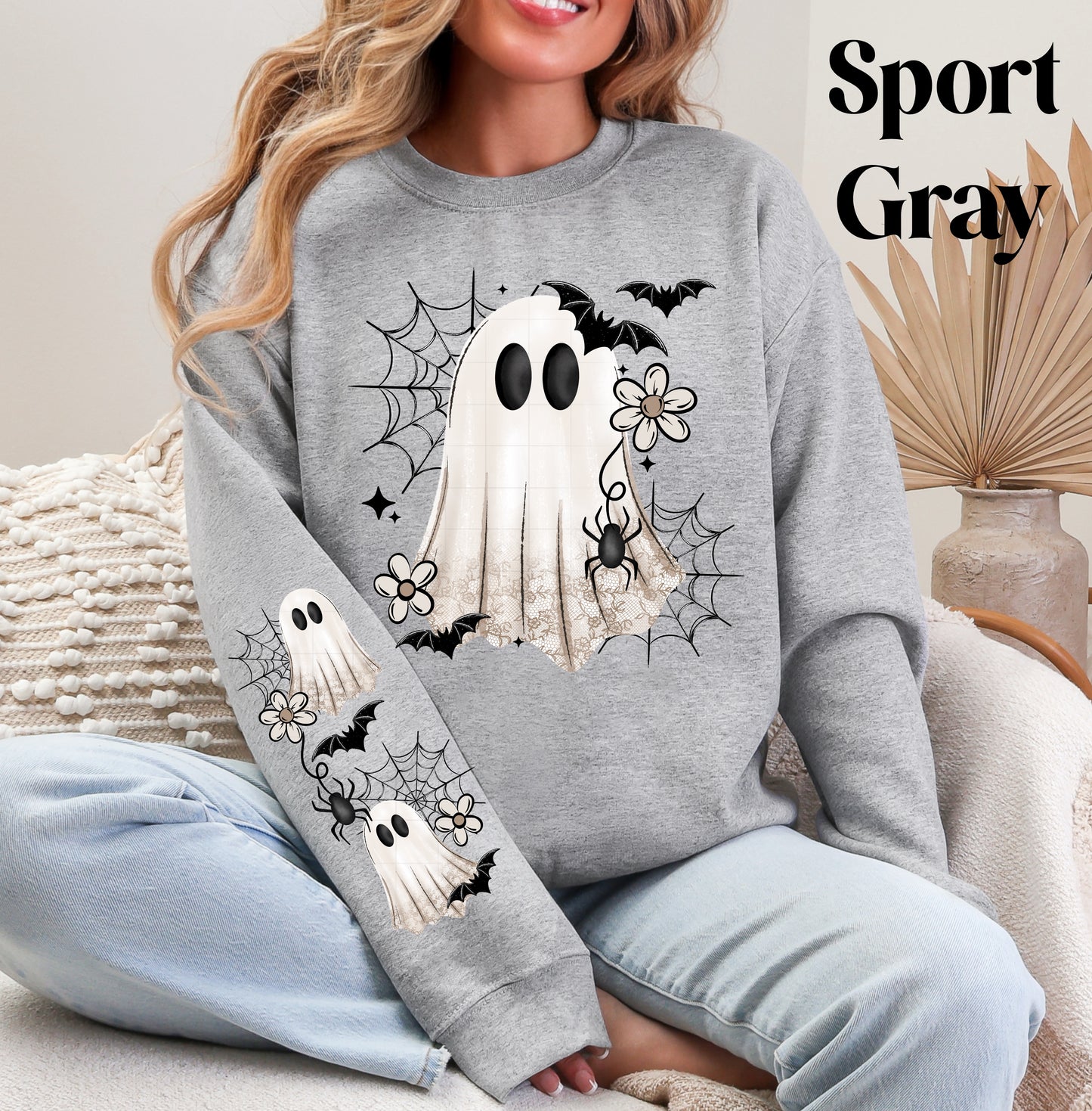 Floral Faux Lace Ghost Sweatshirt