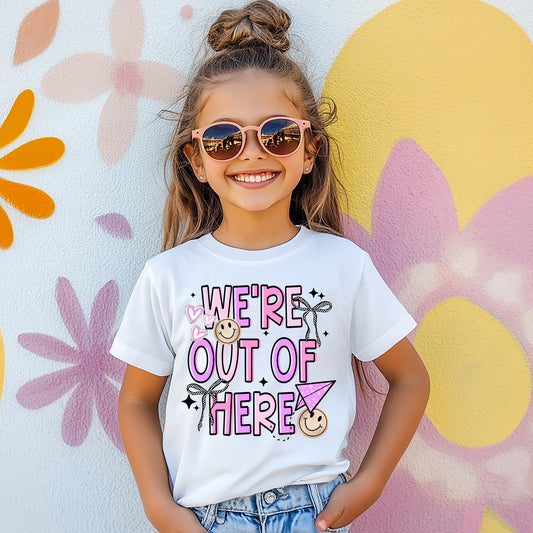 We're Out Of Here Pink T-Shirt