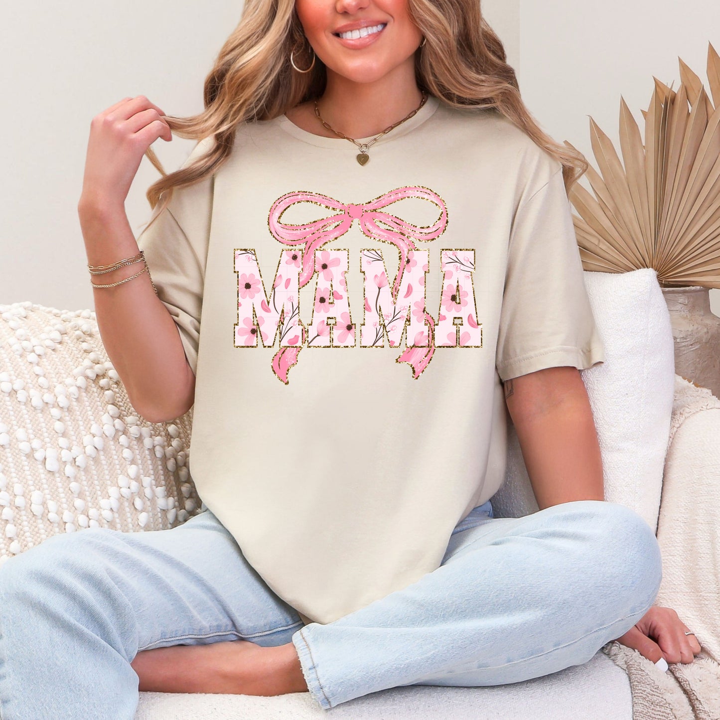 Mama Bow T-Shirt Pink