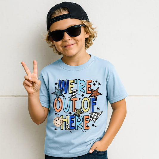 We're Out Of Here Blue T-Shirt