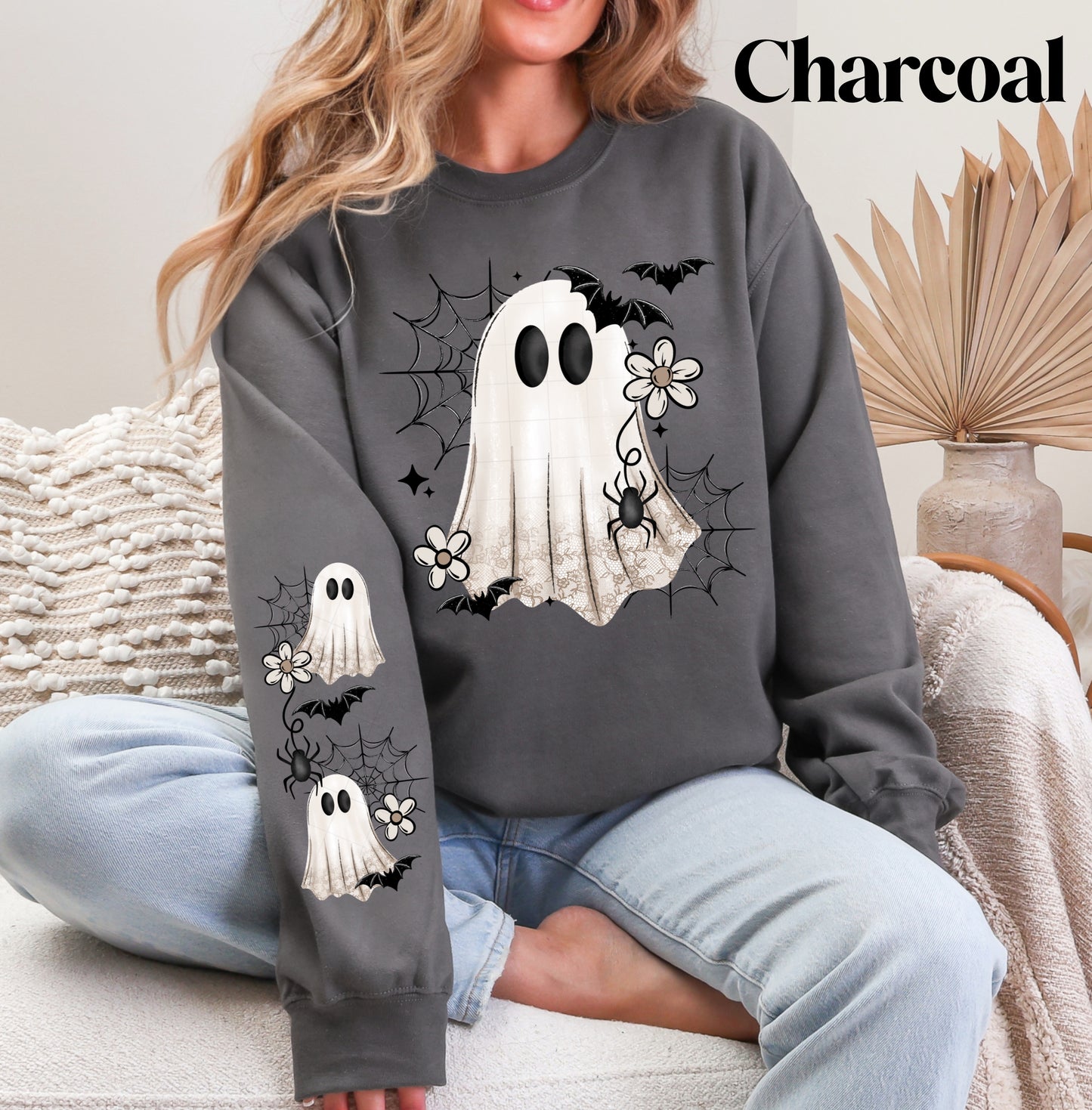 Floral Faux Lace Ghost Sweatshirt