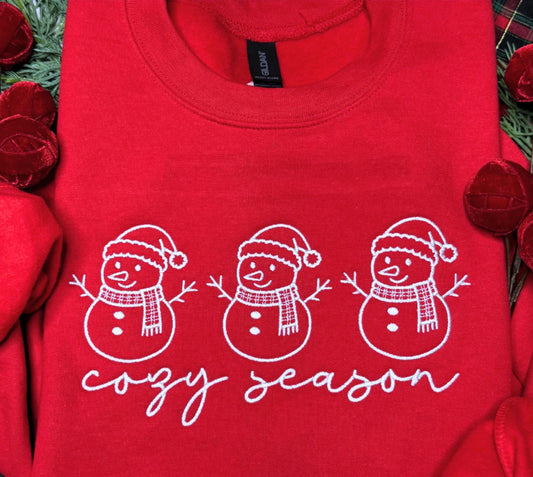 Cozy Snowmen Embroidered Sweatshirt
