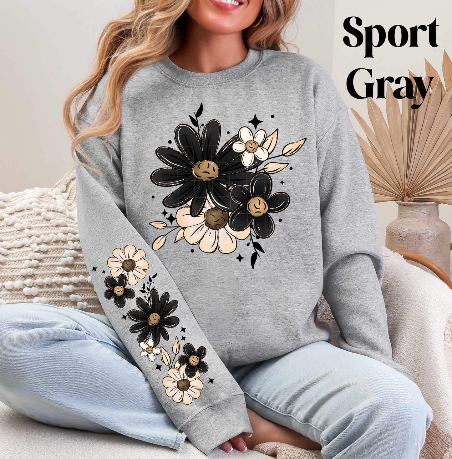 Black Florals Sweatshirt