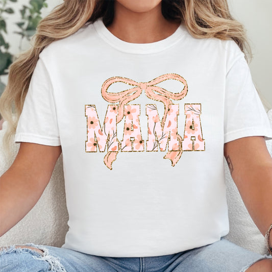 Mama Bow T-Shirt Peach