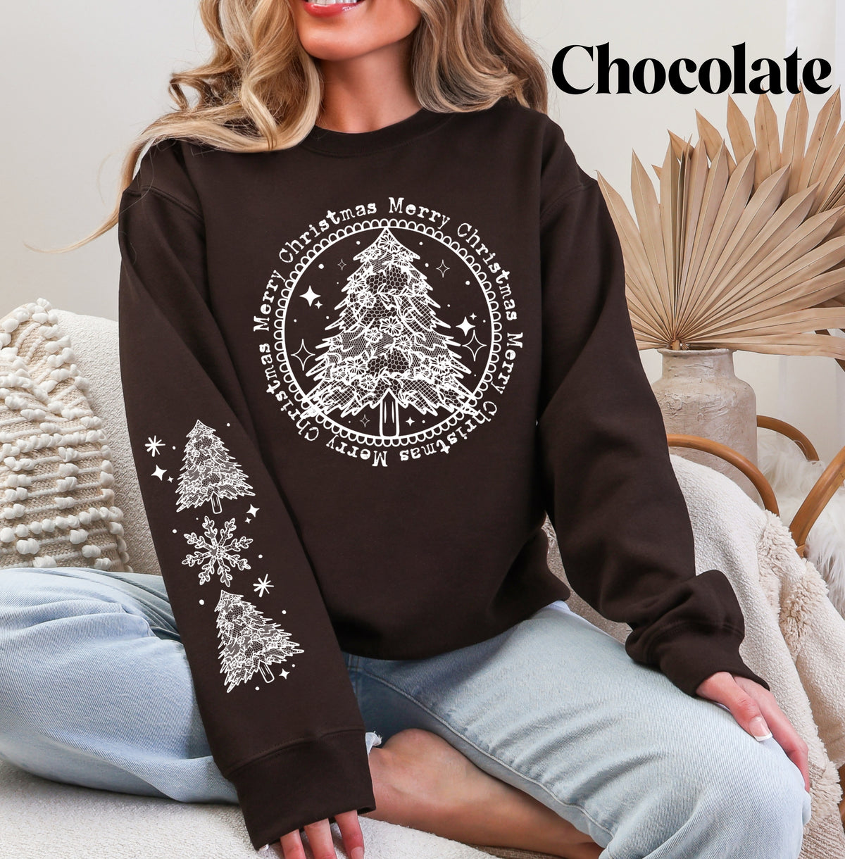 Merry Christmas Lace Tree Sweatshirt