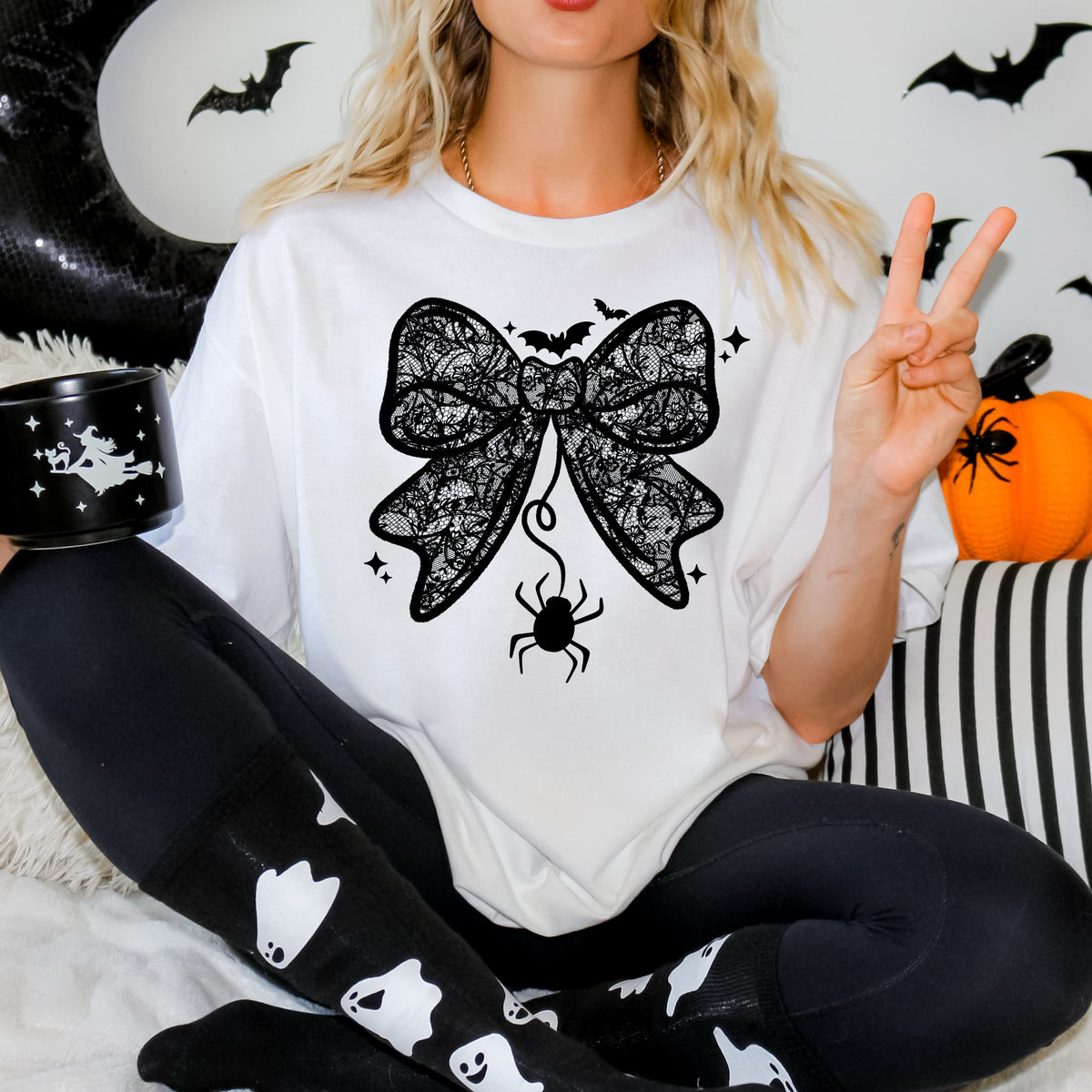 Lace Spider Bow Shirt