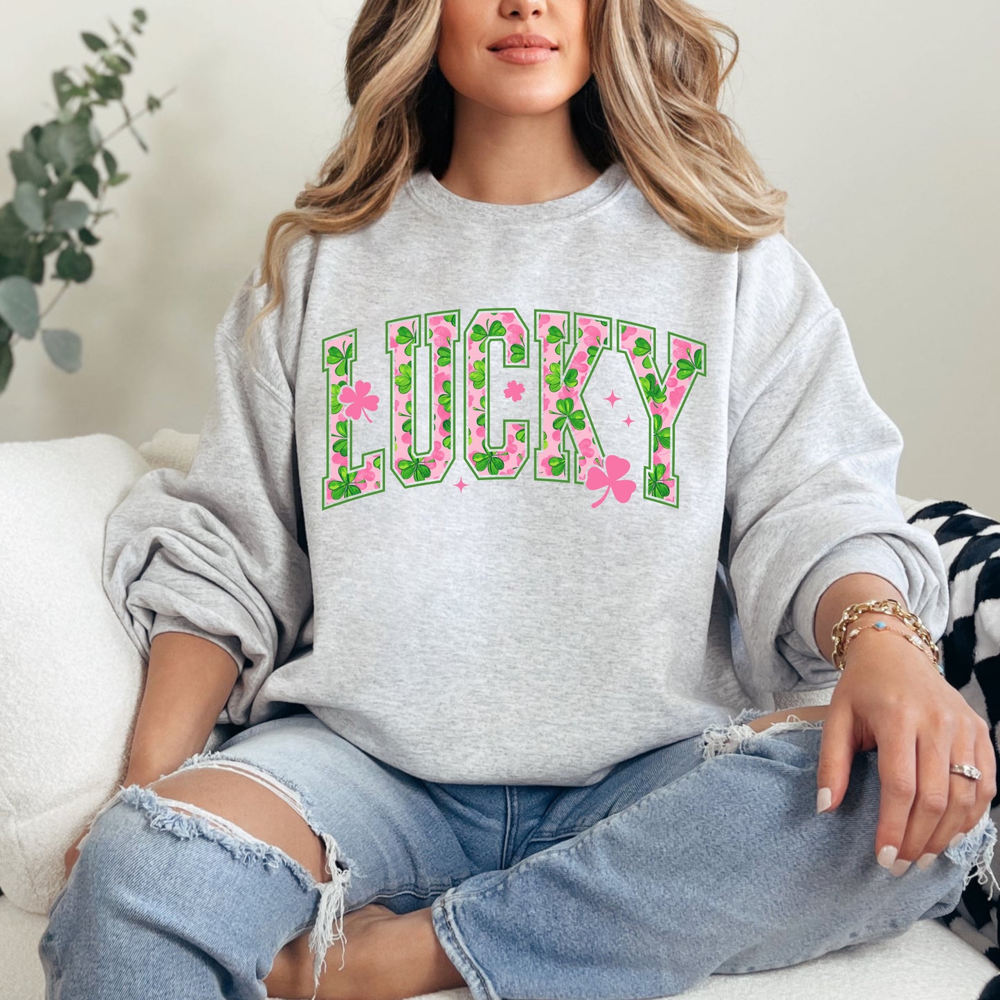 Lucky Sweatshirt Pink/Green