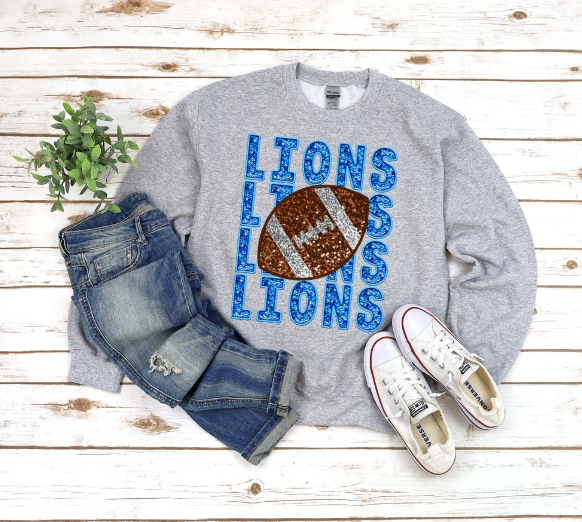 Lions Football Faux Sequin Shirt