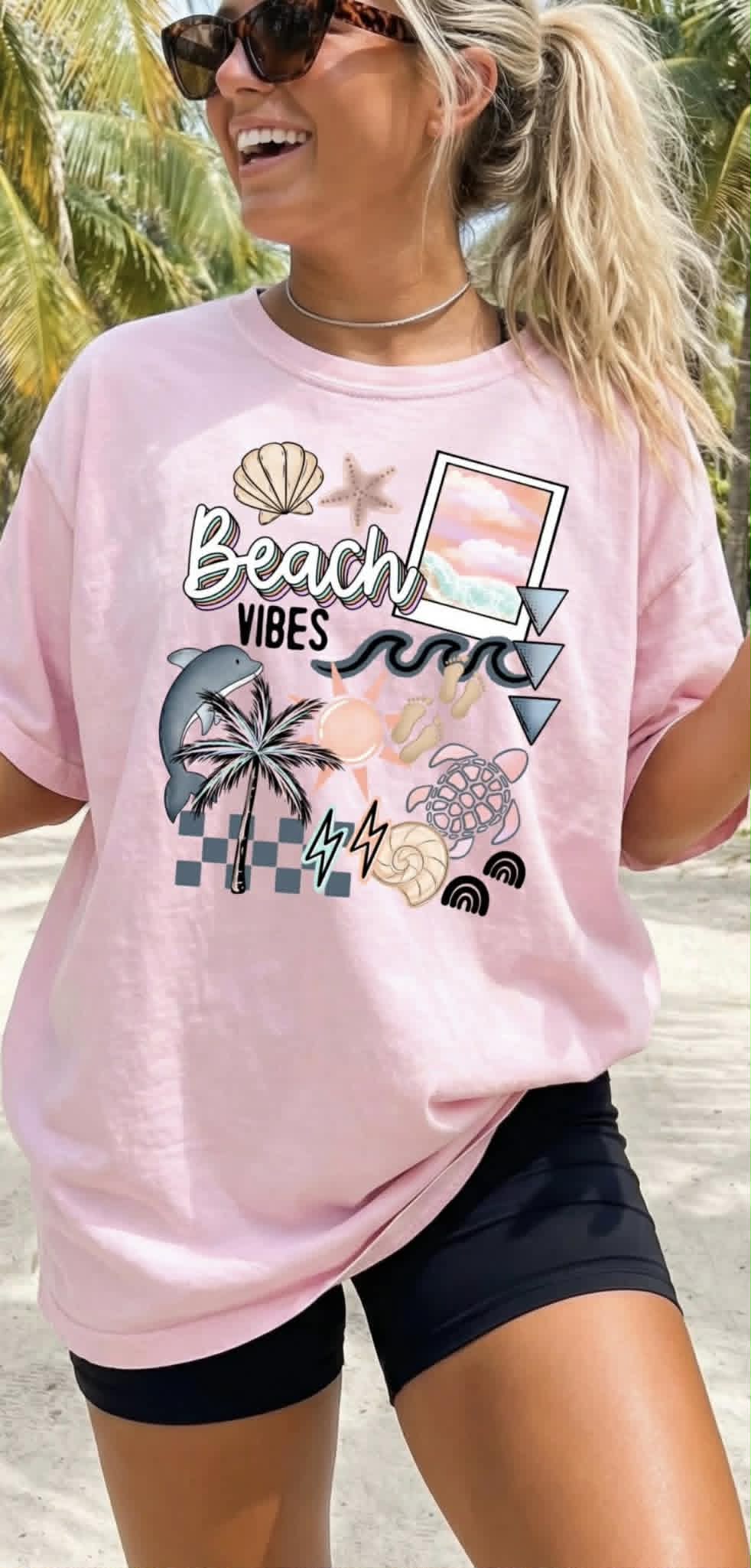 Beach Vibes Dolphin DTF Transfer